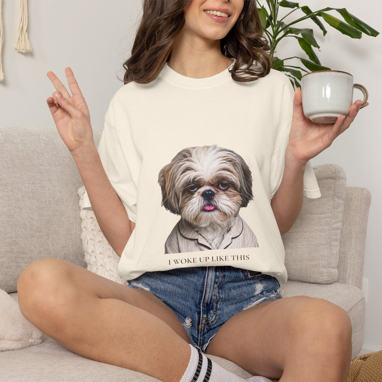 I Woke Up Like This — Shih Tzu Comfort Colors Tee | Dog Mom Shirt | Vintage Wash