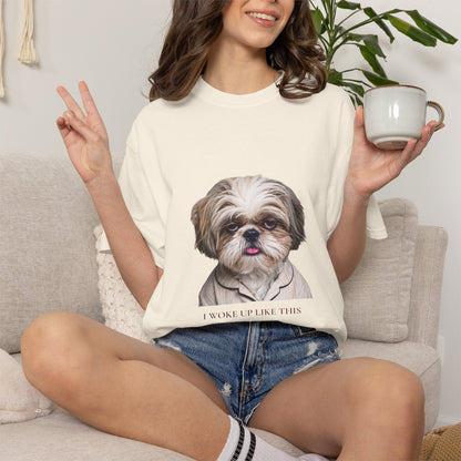 I Woke Up Like This — Shih Tzu Comfort Colors Tee | Dog Mom Shirt | Vintage Wash