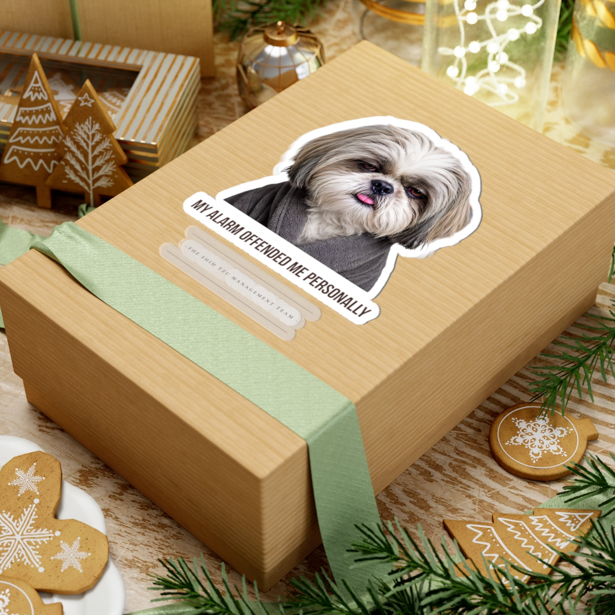 My Alarm Offended Me Personally — Shih Tzu Kiss-Cut Sticker | Funny Dog Sticker