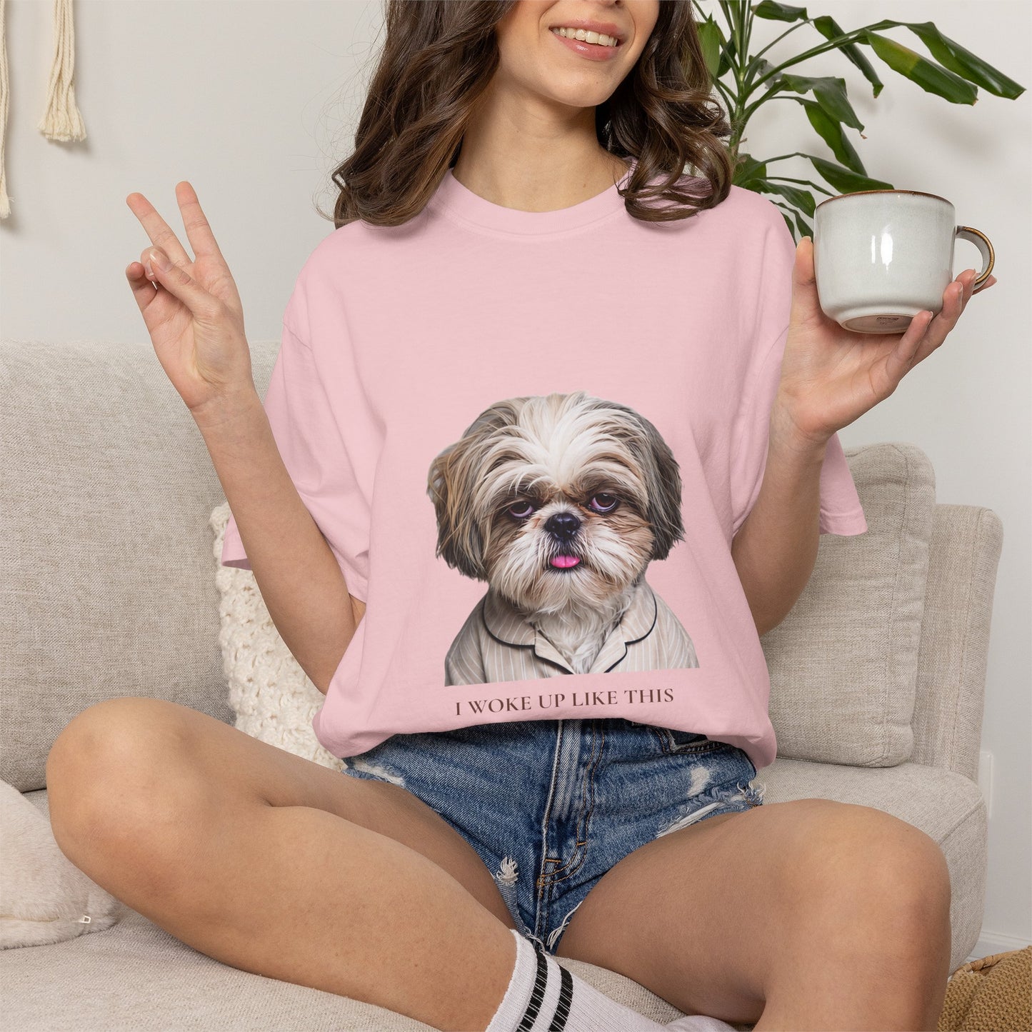 I Woke Up Like This — Shih Tzu Comfort Colors Tee | Dog Mom Shirt | Vintage Wash