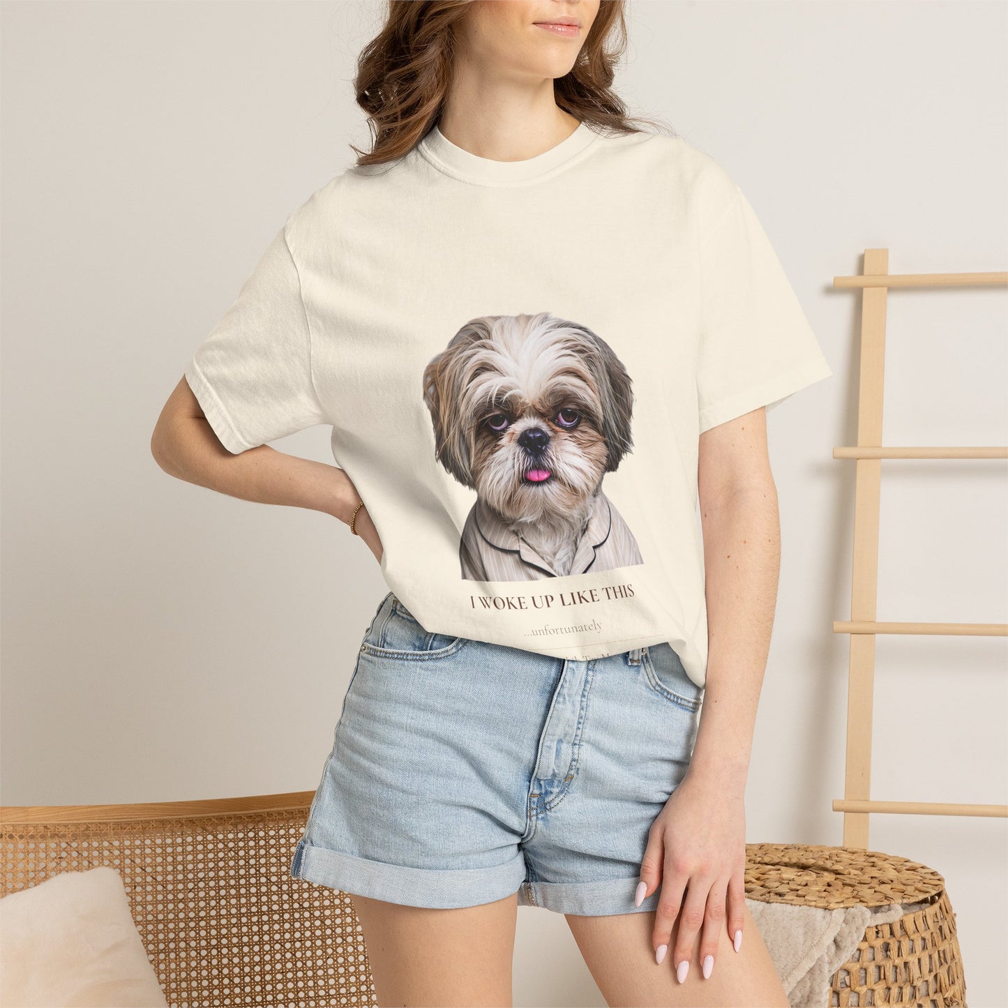 I Woke Up Like This — Shih Tzu Comfort Colors Tee | Dog Mom Shirt | Vintage Wash
