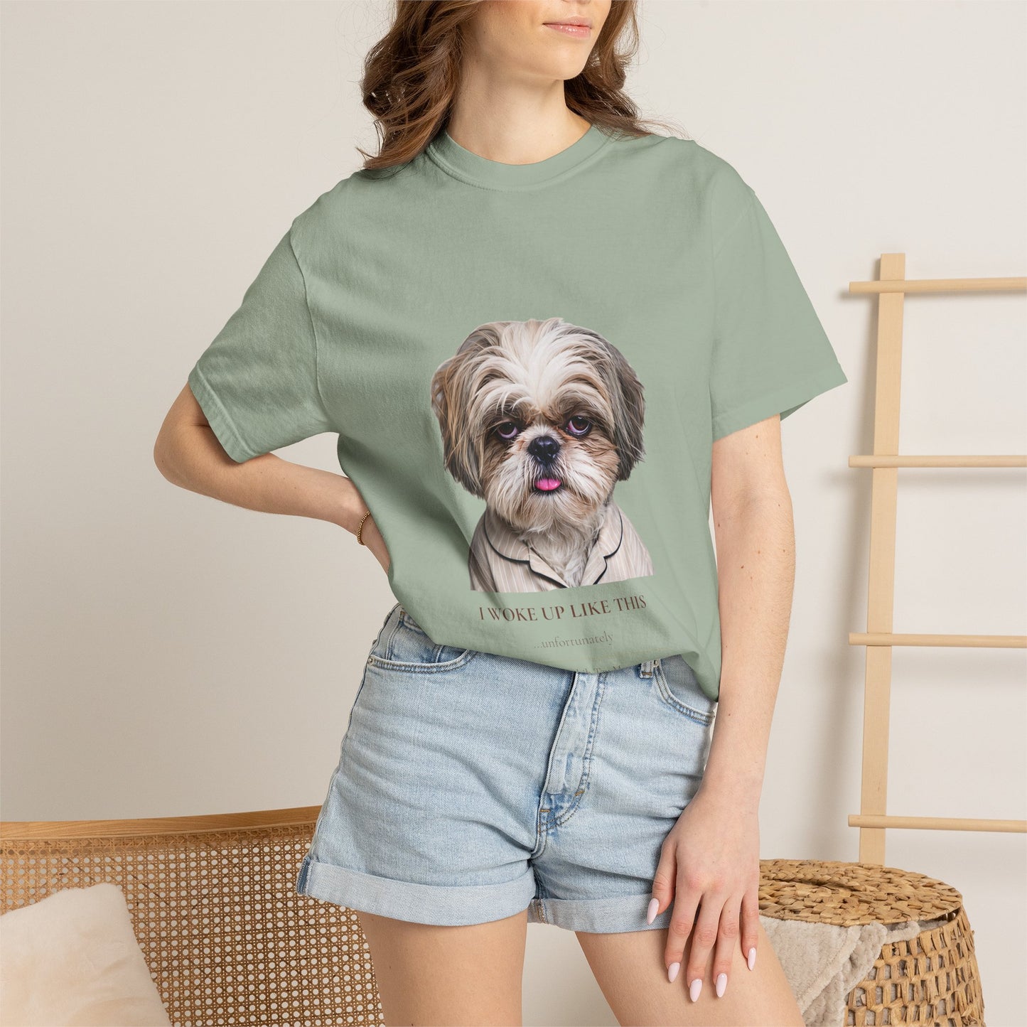 I Woke Up Like This — Shih Tzu Comfort Colors Tee | Dog Mom Shirt | Vintage Wash