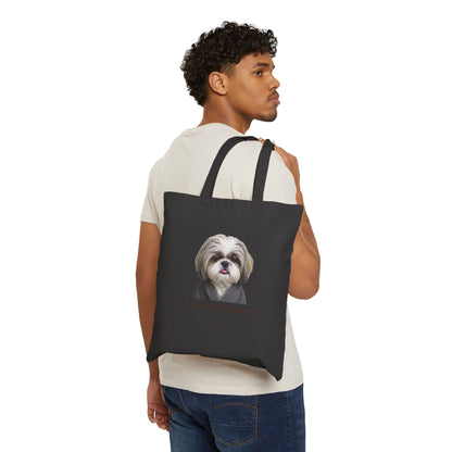 My Alarm Offended Me Personally — Shih Tzu Canvas Tote Bag | Funny Dog Mom Bag