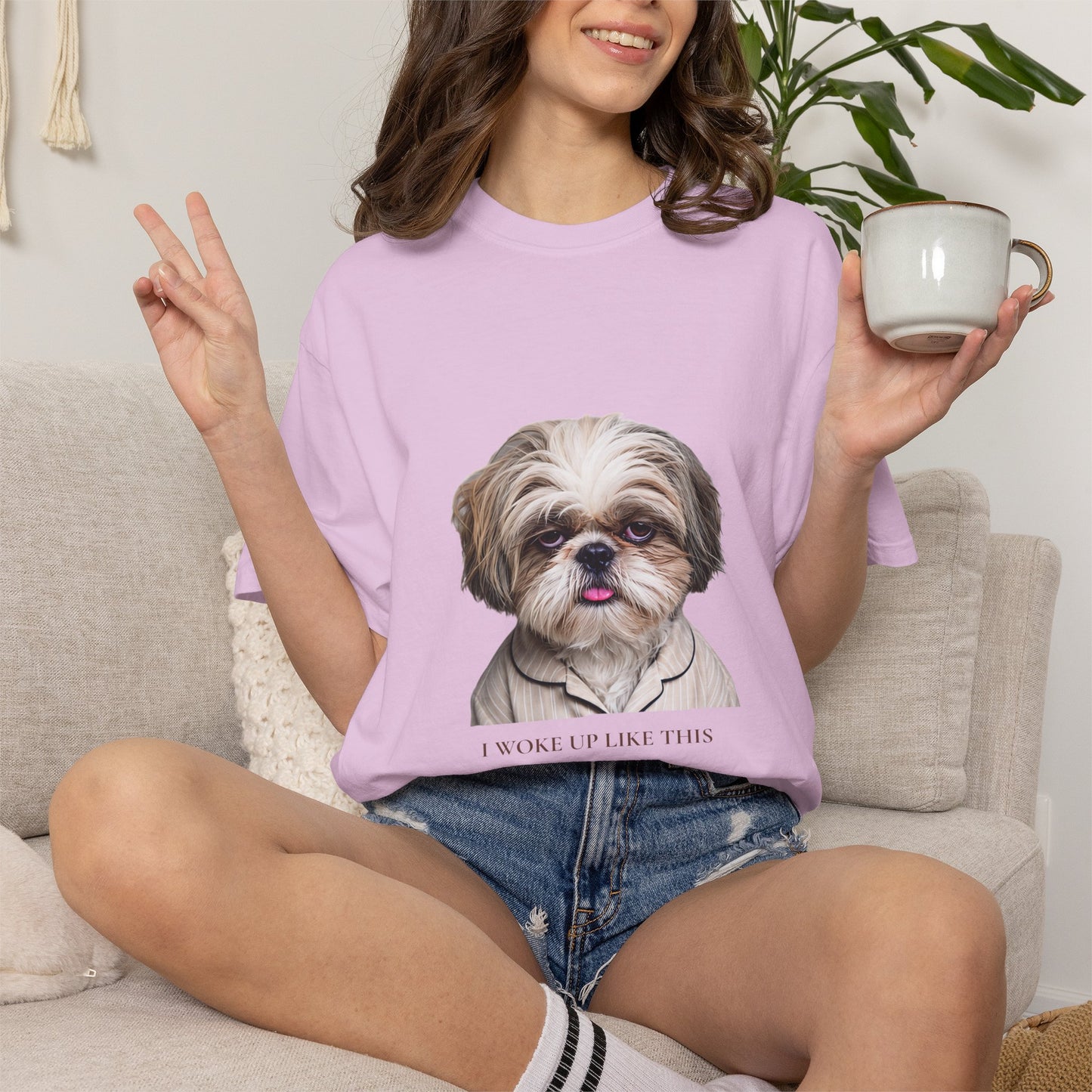 I Woke Up Like This — Shih Tzu Comfort Colors Tee | Dog Mom Shirt | Vintage Wash