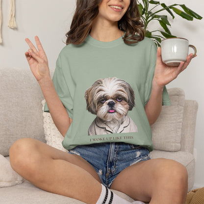 I Woke Up Like This — Shih Tzu Comfort Colors Tee | Dog Mom Shirt | Vintage Wash