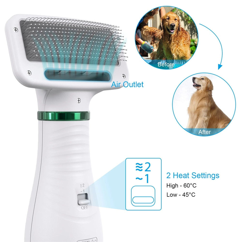 BlowDry Pro™ 2-in-1 Dog Hair Dryer & Detangling Brush